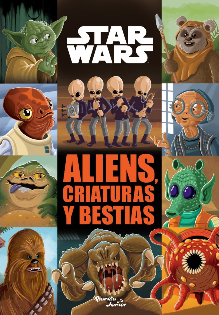 Portada de "Star Wars: Aliens, Criaturas y Bestias" mostrando varios personajes y animales de la galaxia.